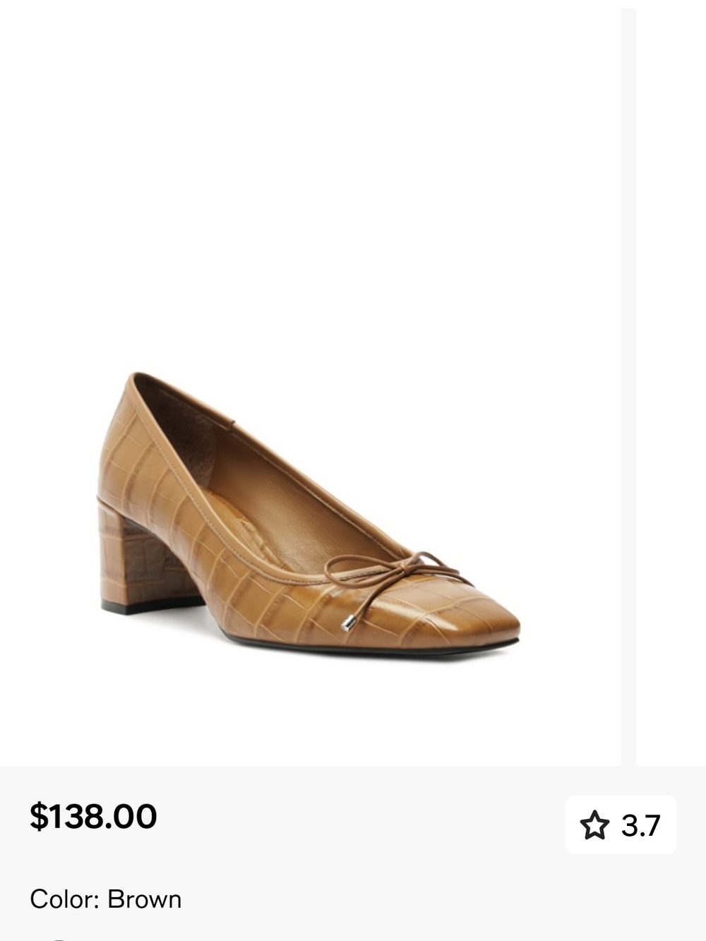 NIB Schutz 6.5.  Leather Croc-Embossed Brown Block Heel Pump